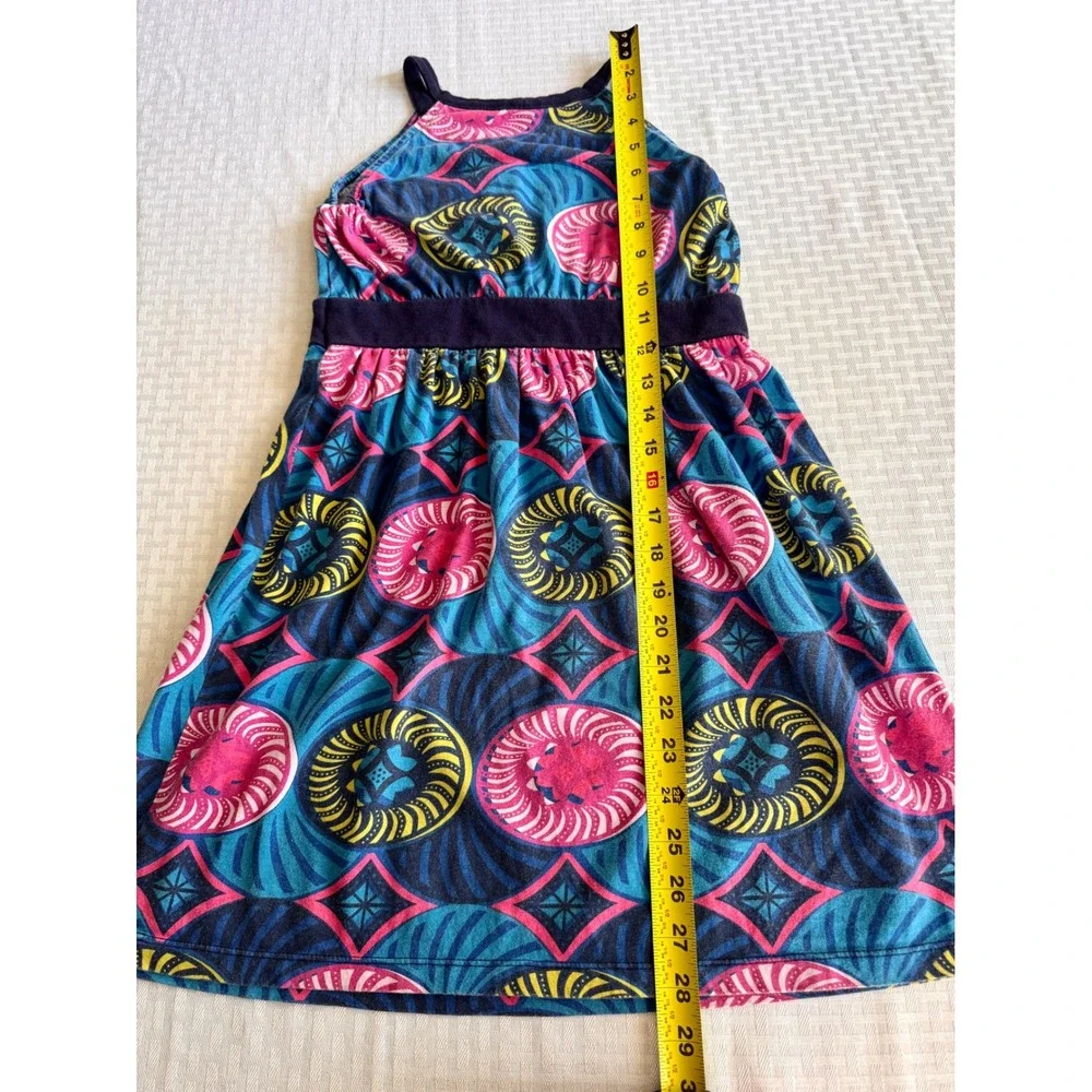 Tea Collection Girls Size‎ 8 Halter Dress Teal Pink Geometric Medallion Cotton